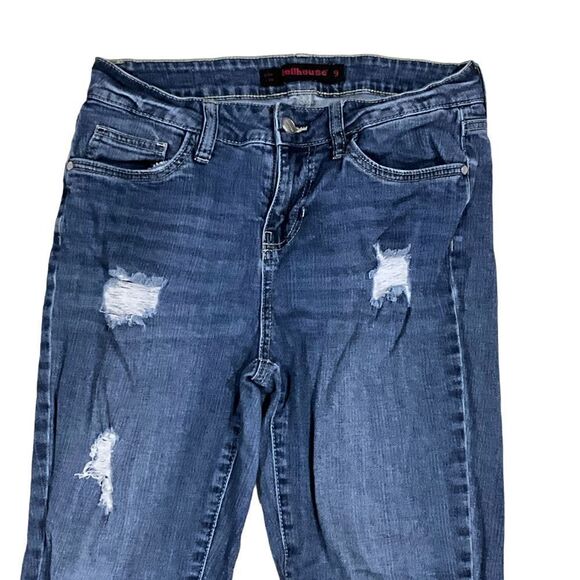 DOLLHOUSE Destroyed Distressed Ankle Skinny Jeans Size 9 (Juniors) - Picture 3 of 13